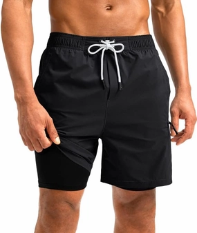 G Gradual Mens Swim Trunks with Compression Liner 5 inch Inseam Quick Dry Bathing Suits with Zipper Pocket-No Thigh Chafing
