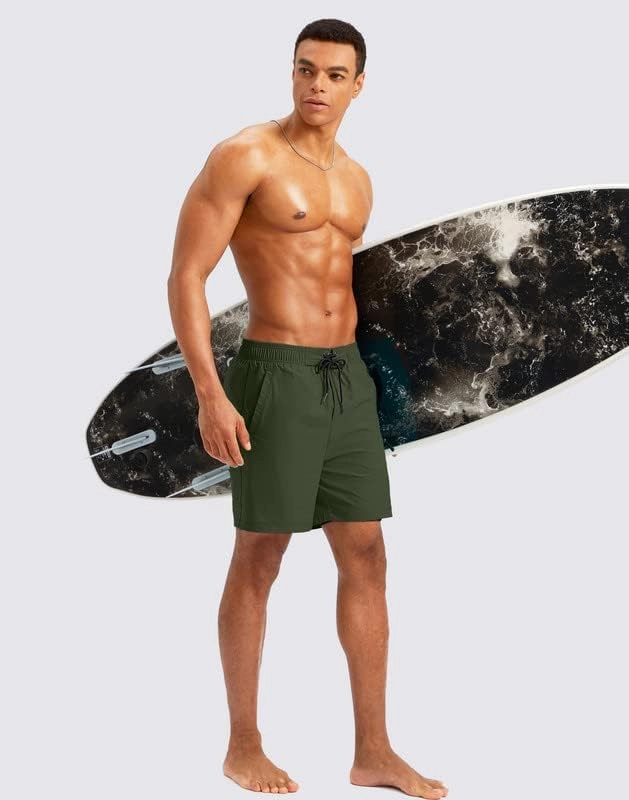 G Gradual Mens Swim Trunks with Compression Liner 5 inch Inseam Quick Dry Bathing Suits with Zipper Pocket-No Thigh Chafing