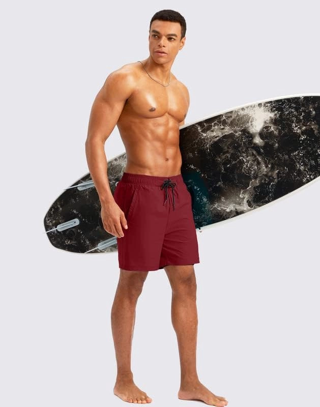 G Gradual Mens Swim Trunks with Compression Liner 5 inch Inseam Quick Dry Bathing Suits with Zipper Pocket-No Thigh Chafing