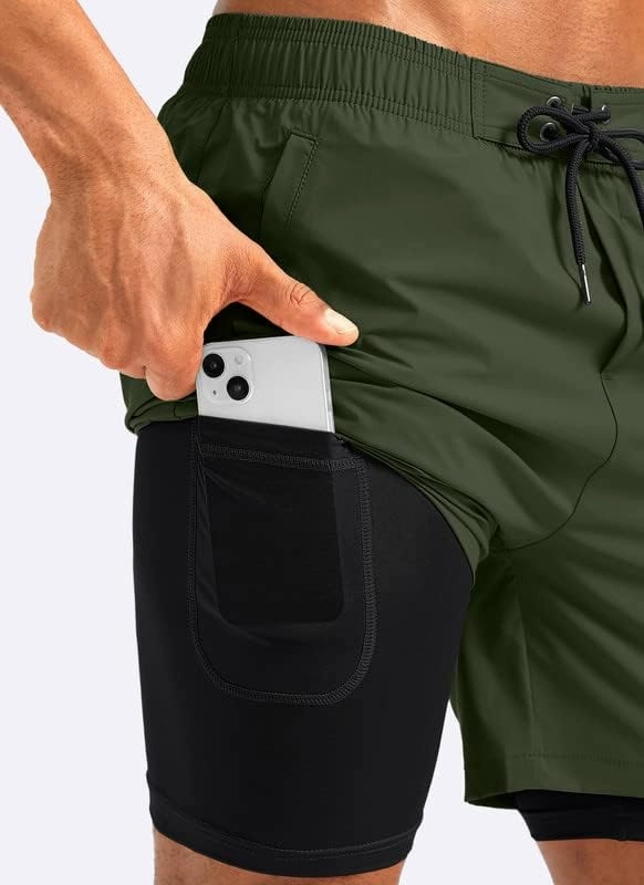 G Gradual Mens Swim Trunks with Compression Liner 5 inch Inseam Quick Dry Bathing Suits with Zipper Pocket-No Thigh Chafing