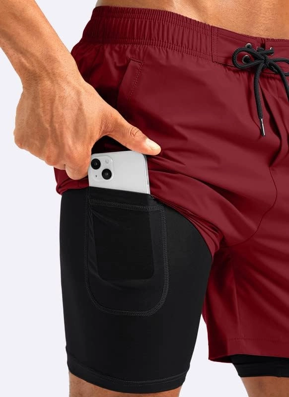G Gradual Mens Swim Trunks with Compression Liner 5 inch Inseam Quick Dry Bathing Suits with Zipper Pocket-No Thigh Chafing