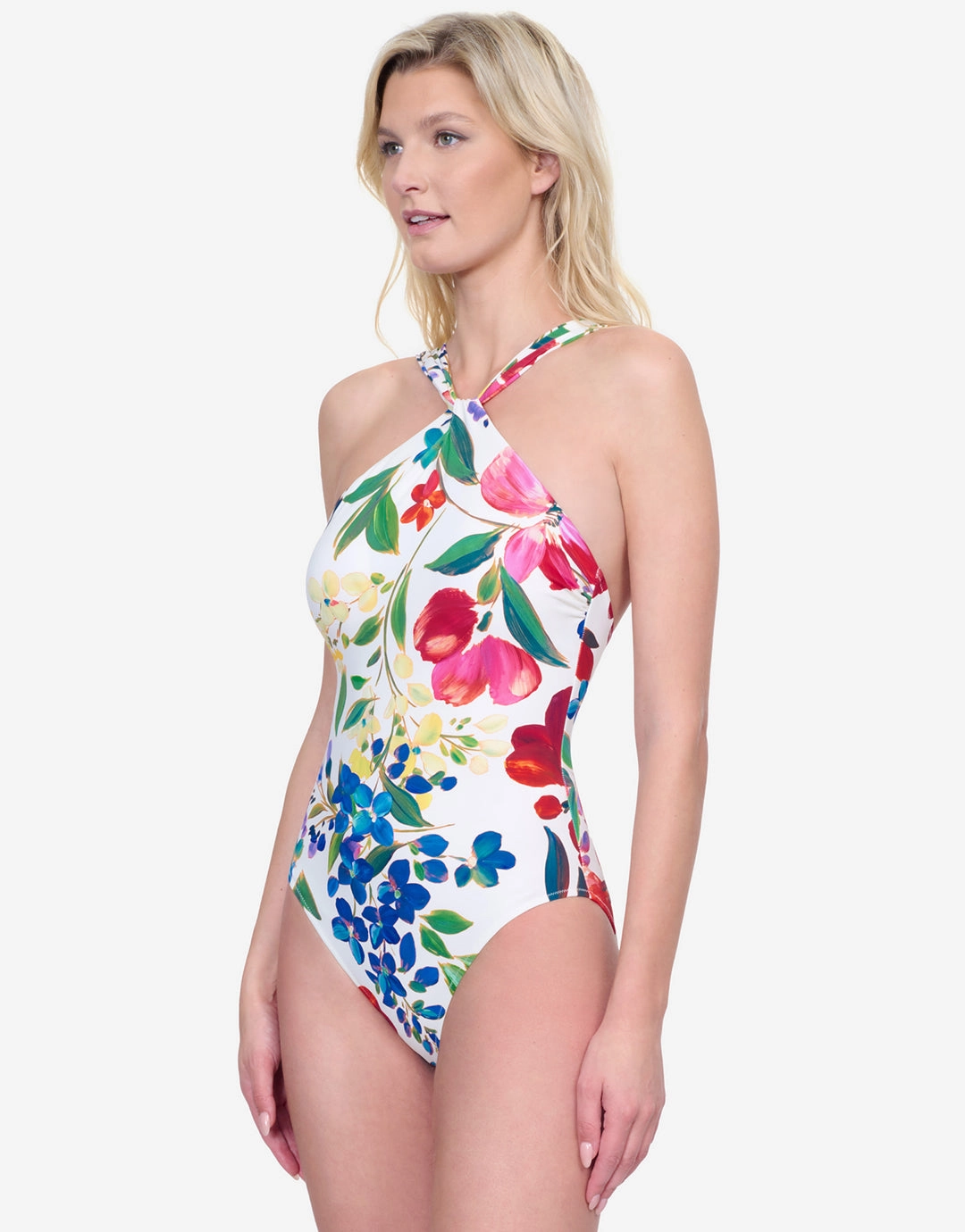 Garden Dream High Neck Swimsuit - Off White