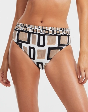 Geo Maxi Bikini Pant - Black White and Gold