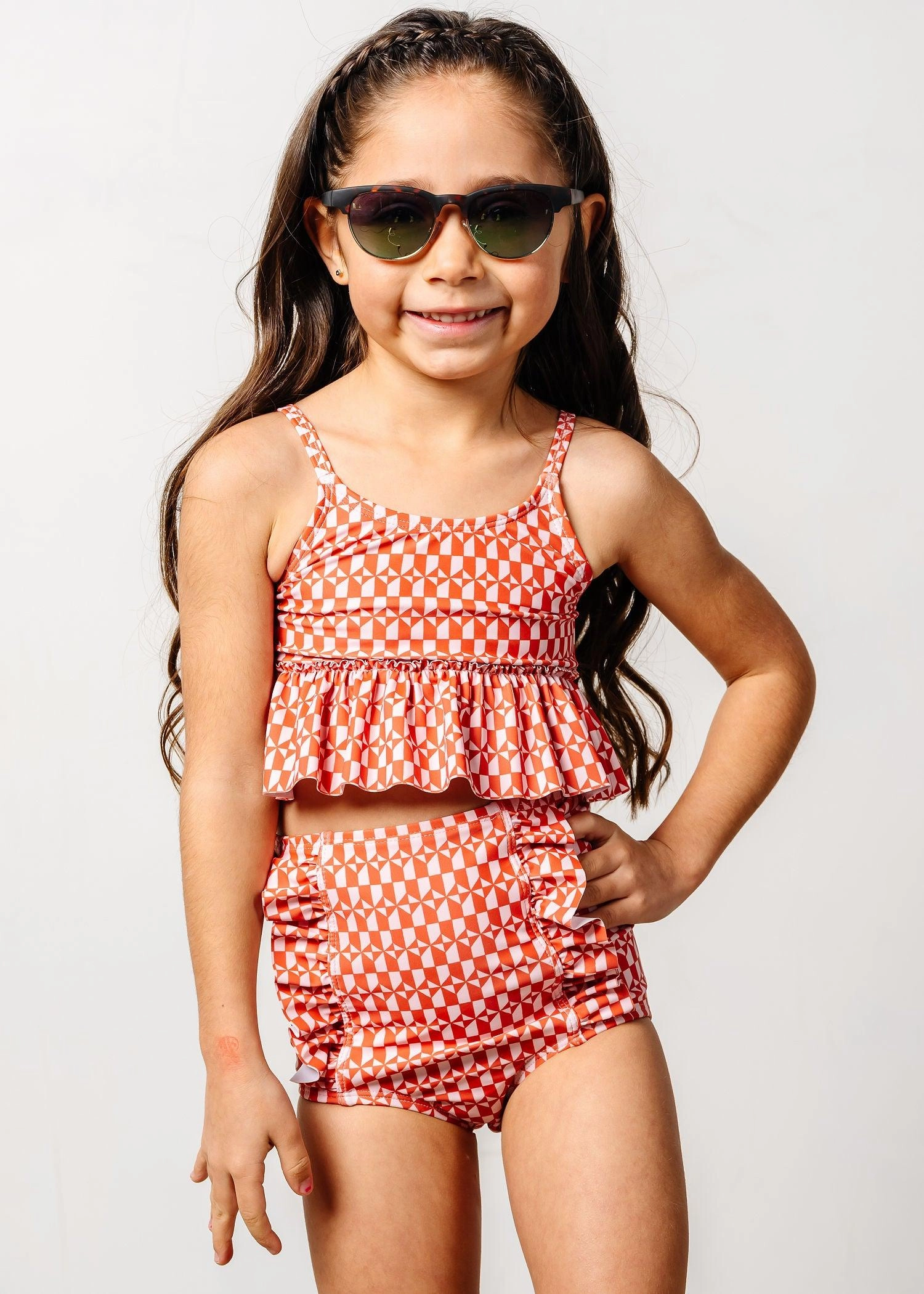 Geometric | Mini Down in Front Ruffle Bottoms