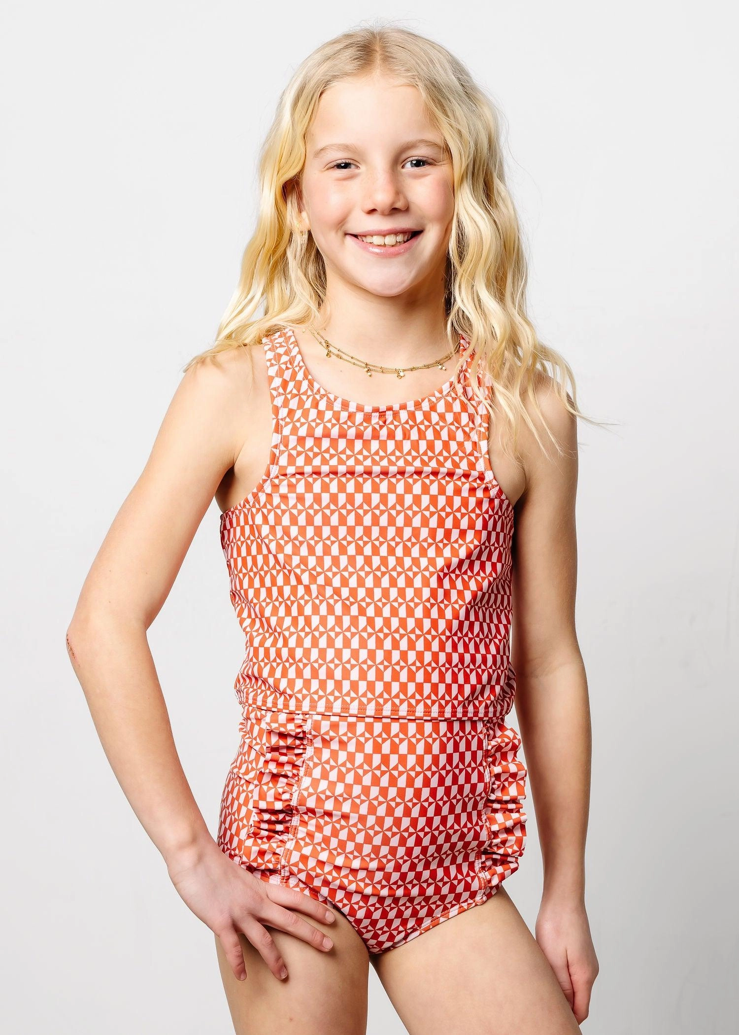 Geometric | Youth Down in Front Ruffle Bottoms