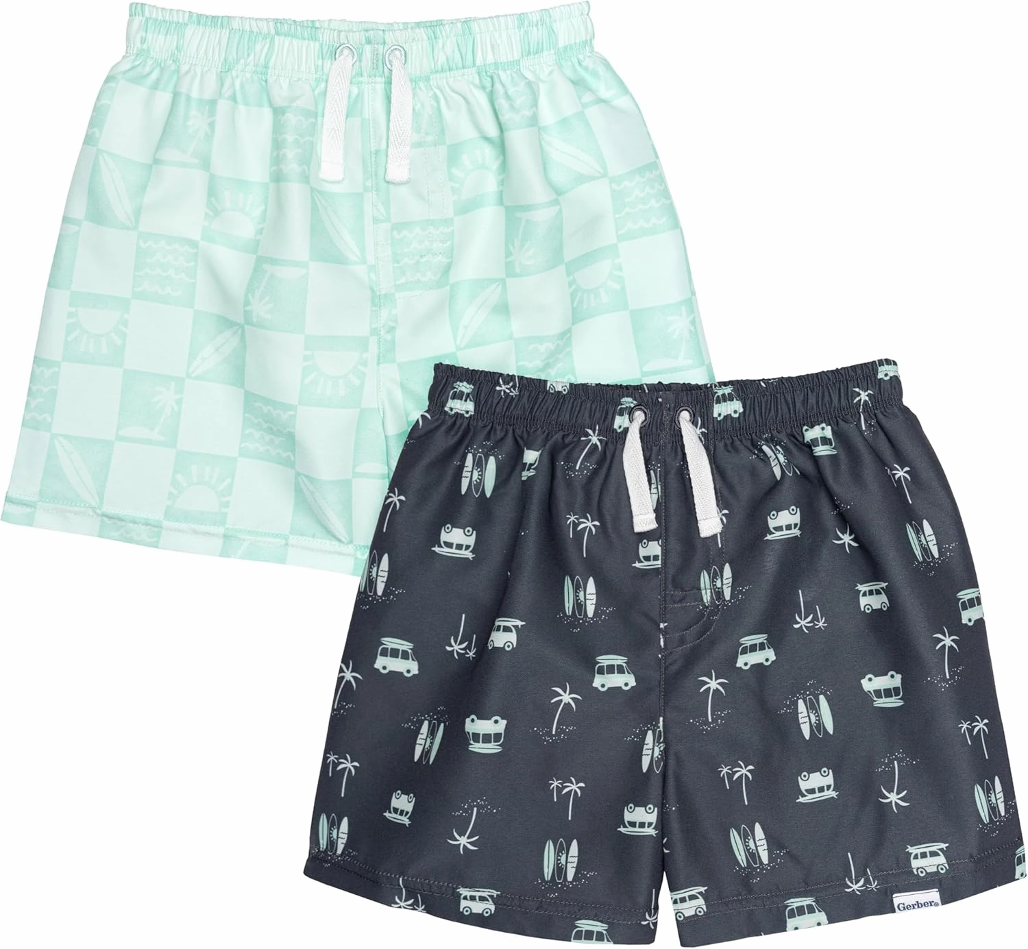 Gerber Baby Boys' Toddler 2-Pack Swim Trunks