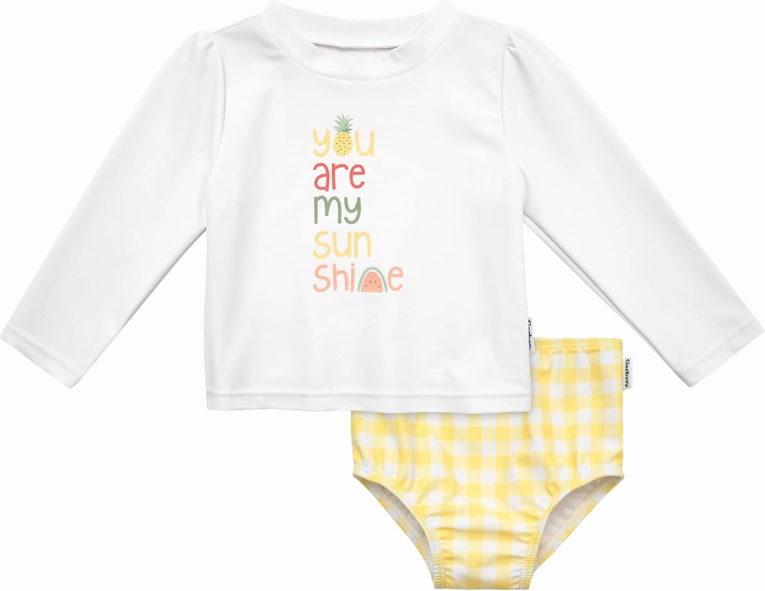 Gerber Girls' Baby Toddler Long Sleeved Rashguard Swim Bathing Suit Set