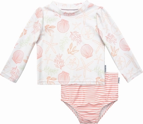 Gerber Girls' Baby Toddler Long Sleeved Rashguard Swim Bathing Suit Set