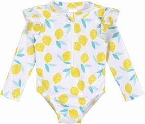 Gerber Girls' Toddler Long Sleeve One Piece Rashguard Swimsuit