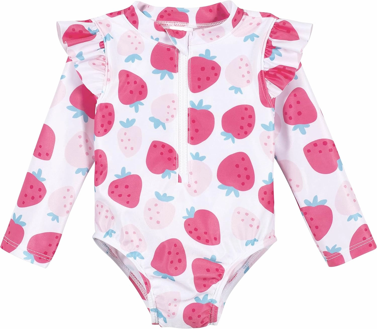 Gerber Girls' Toddler Long Sleeve One Piece Rashguard Swimsuit
