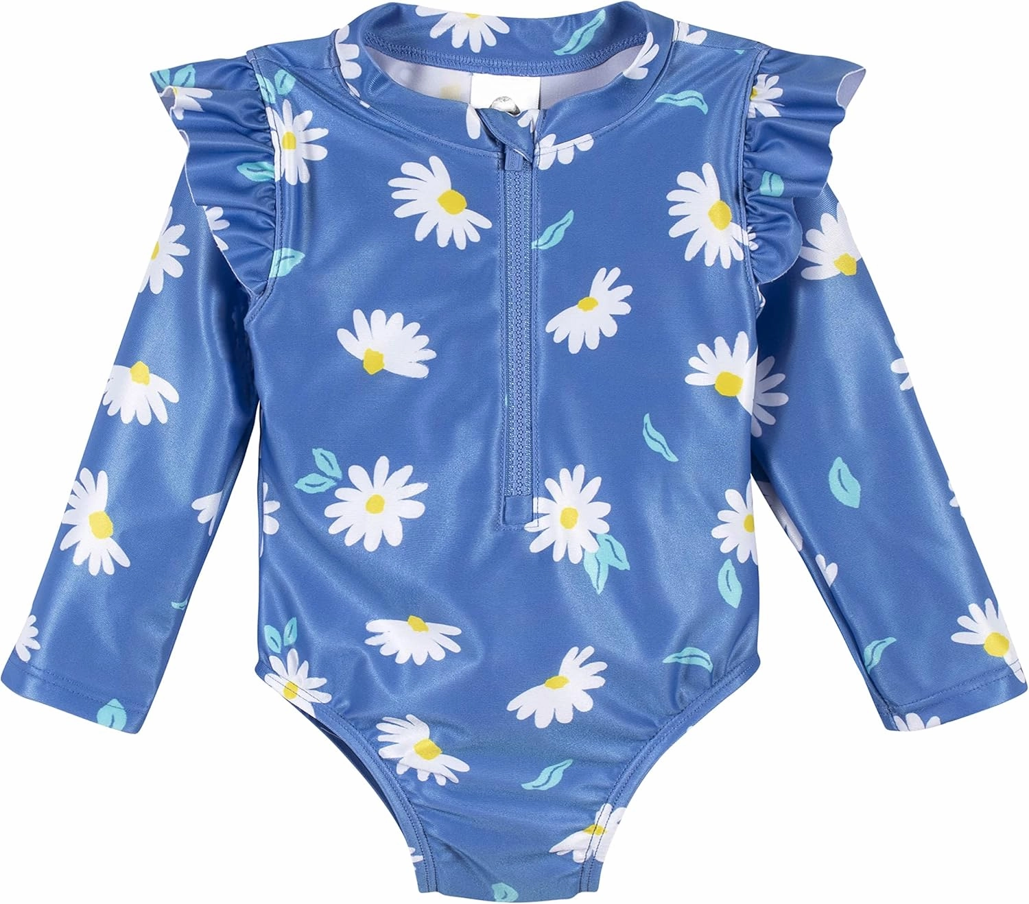 Gerber Girls' Toddler Long Sleeve One Piece Rashguard Swimsuit