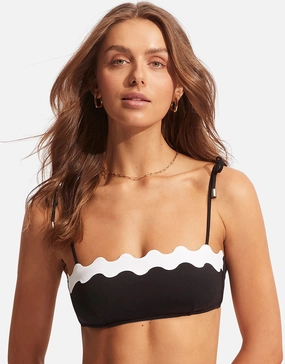 Gia Ric Rac Bustier Bandeau Bikini Top - Black
