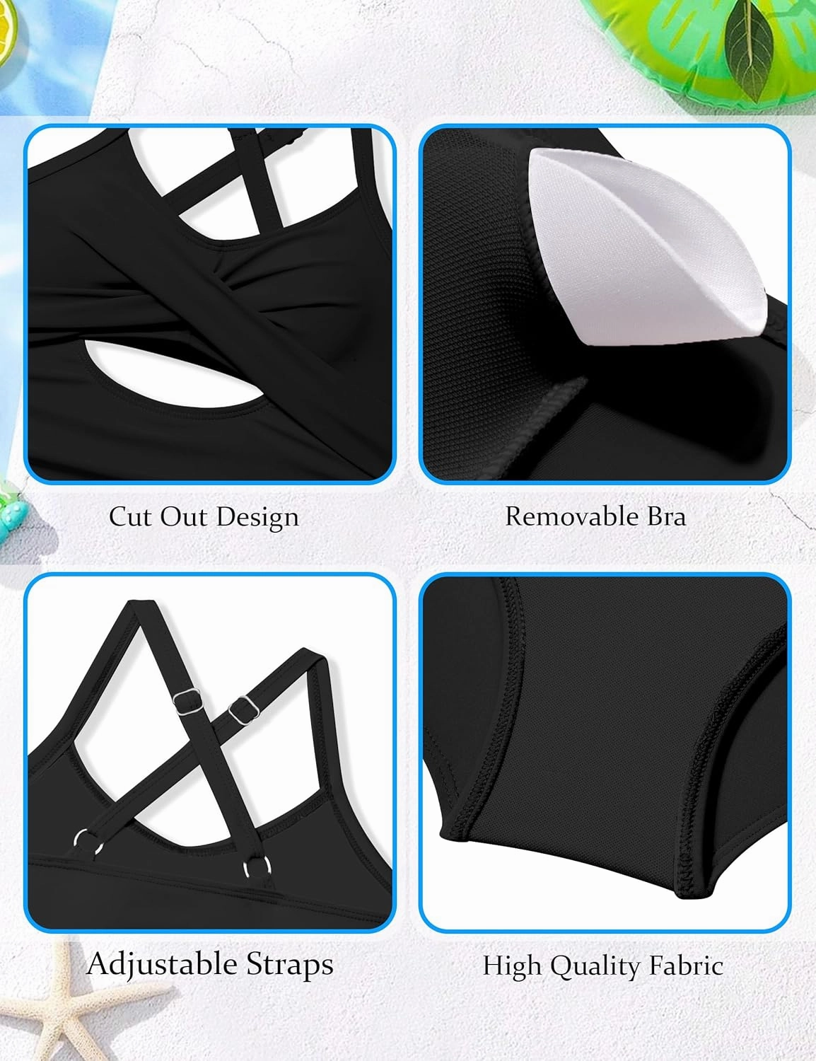 Girl Swimsuit One Piece Cutout Ruched Bathing Suit for Girls V-Neck Color Block Adjustable Straps Pad Swimwear 9-16y