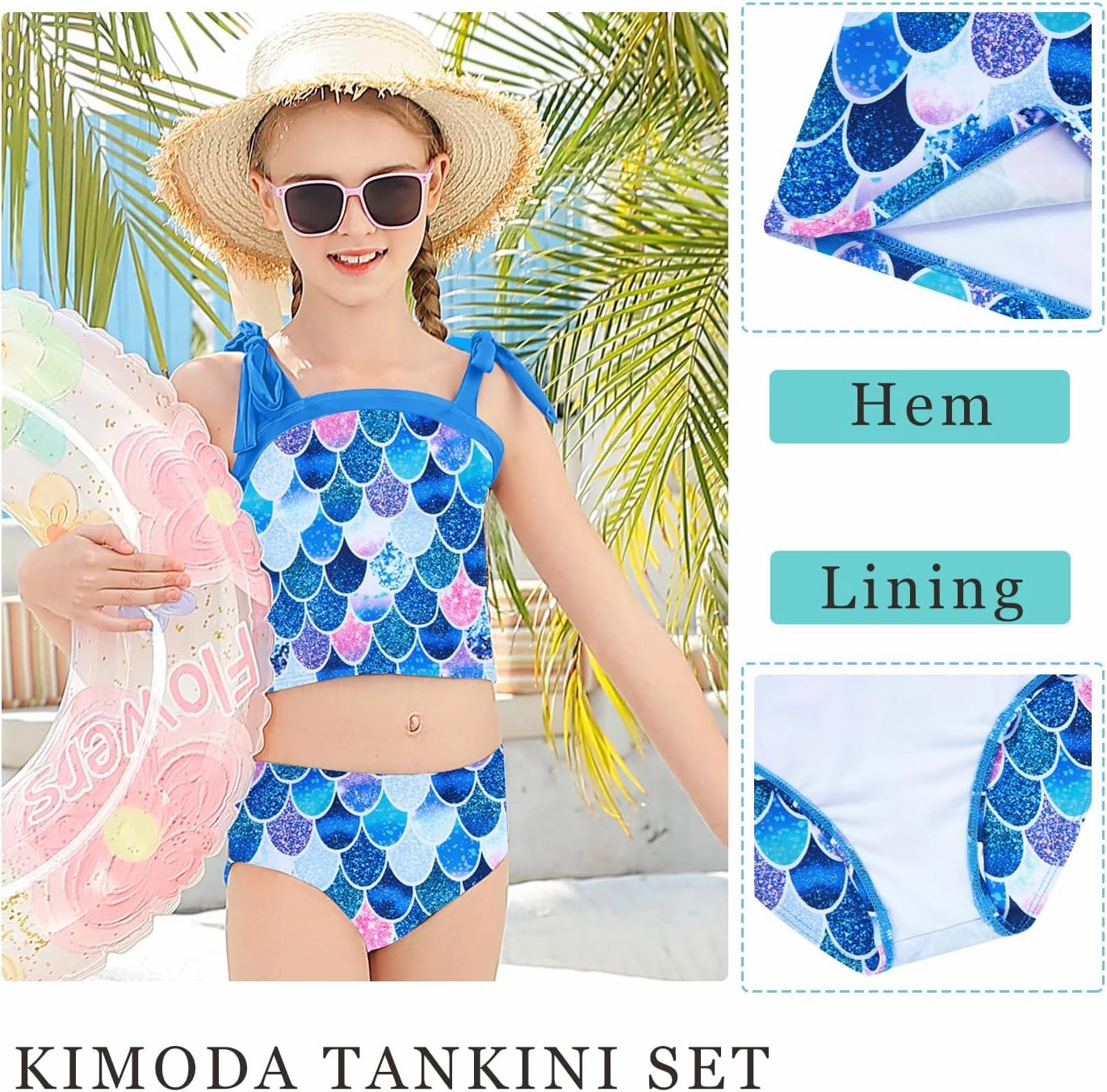 Girls 2 Piece Swimsuit Size 5-12 Summer Beach Bathing Suits for Girls Tankini Swimsuit Quick Dry Swimwear