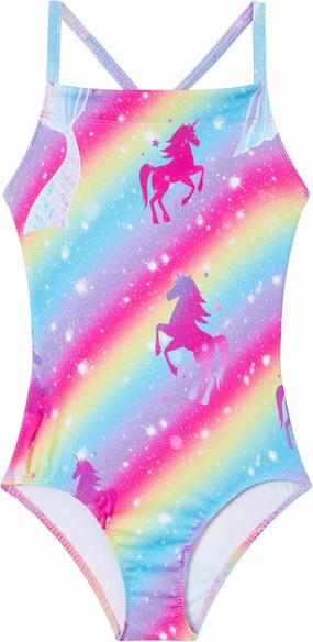 Girls Bathing Suits UPF 50  Swimsuits Quick-Dry Cross-Strap for Toddlers & Kids 3-12T Sleeveless Sun Protection