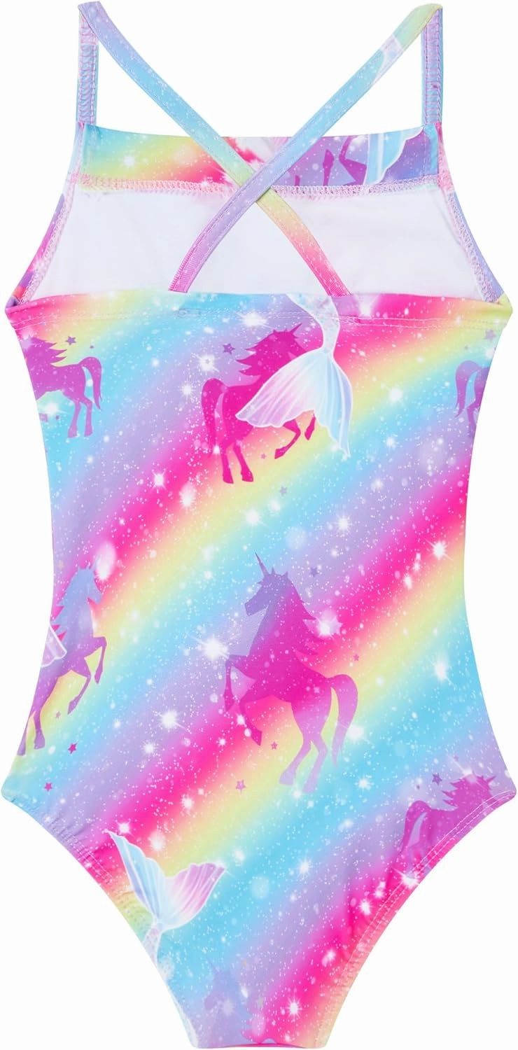 Girls Bathing Suits UPF 50  Swimsuits Quick-Dry Cross-Strap for Toddlers & Kids 3-12T Sleeveless Sun Protection