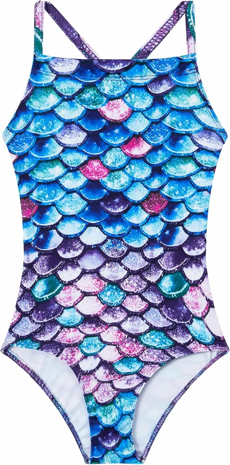 Girls Bathing Suits UPF 50  Swimsuits Quick-Dry Cross-Strap for Toddlers & Kids 3-12T Sleeveless Sun Protection