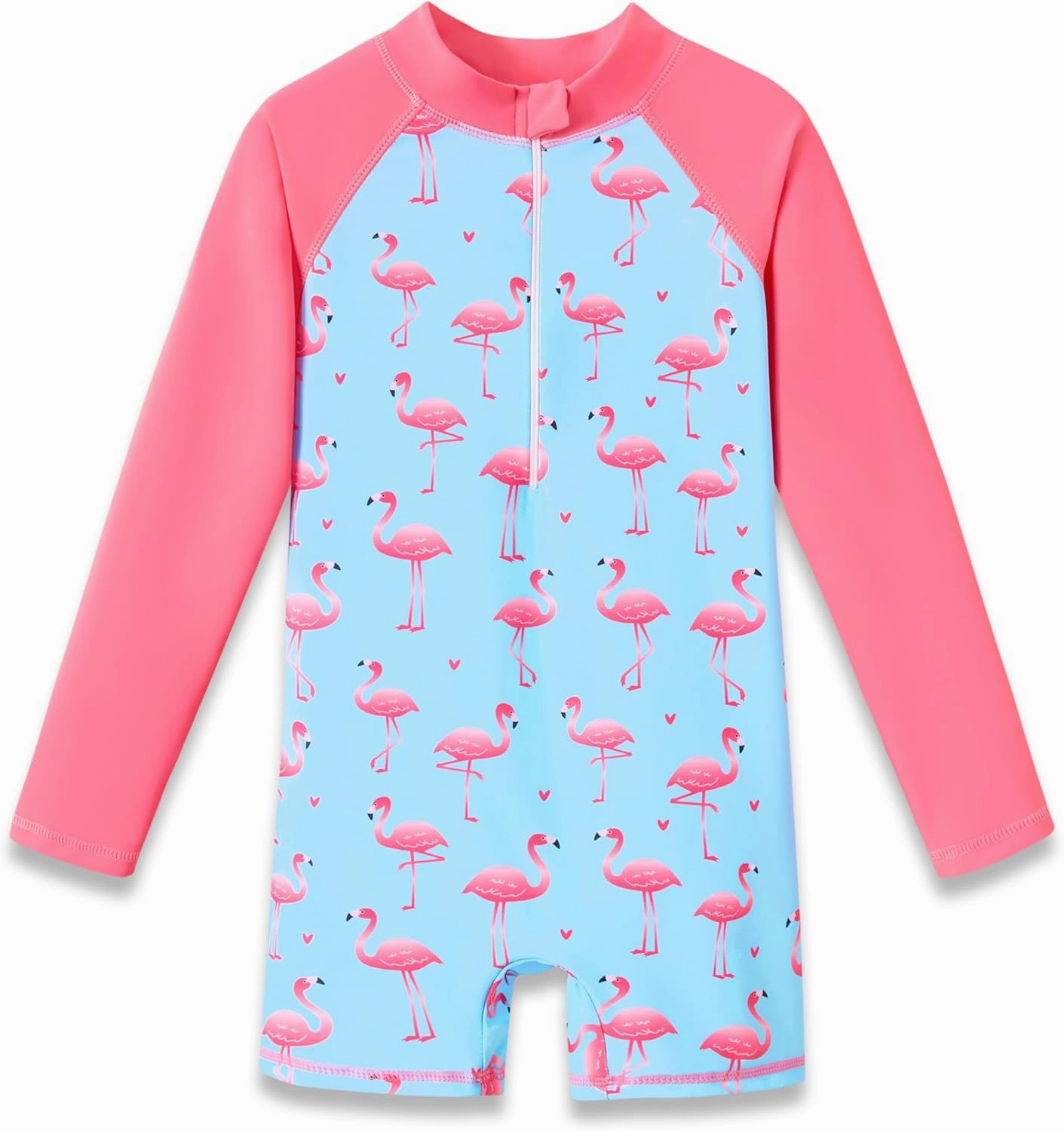 Girls Long Sleeve Rash Guard One Piece Swimsuit - Mermaid Checker Face Zipper Front Toddler Bathing Suit 2T-10