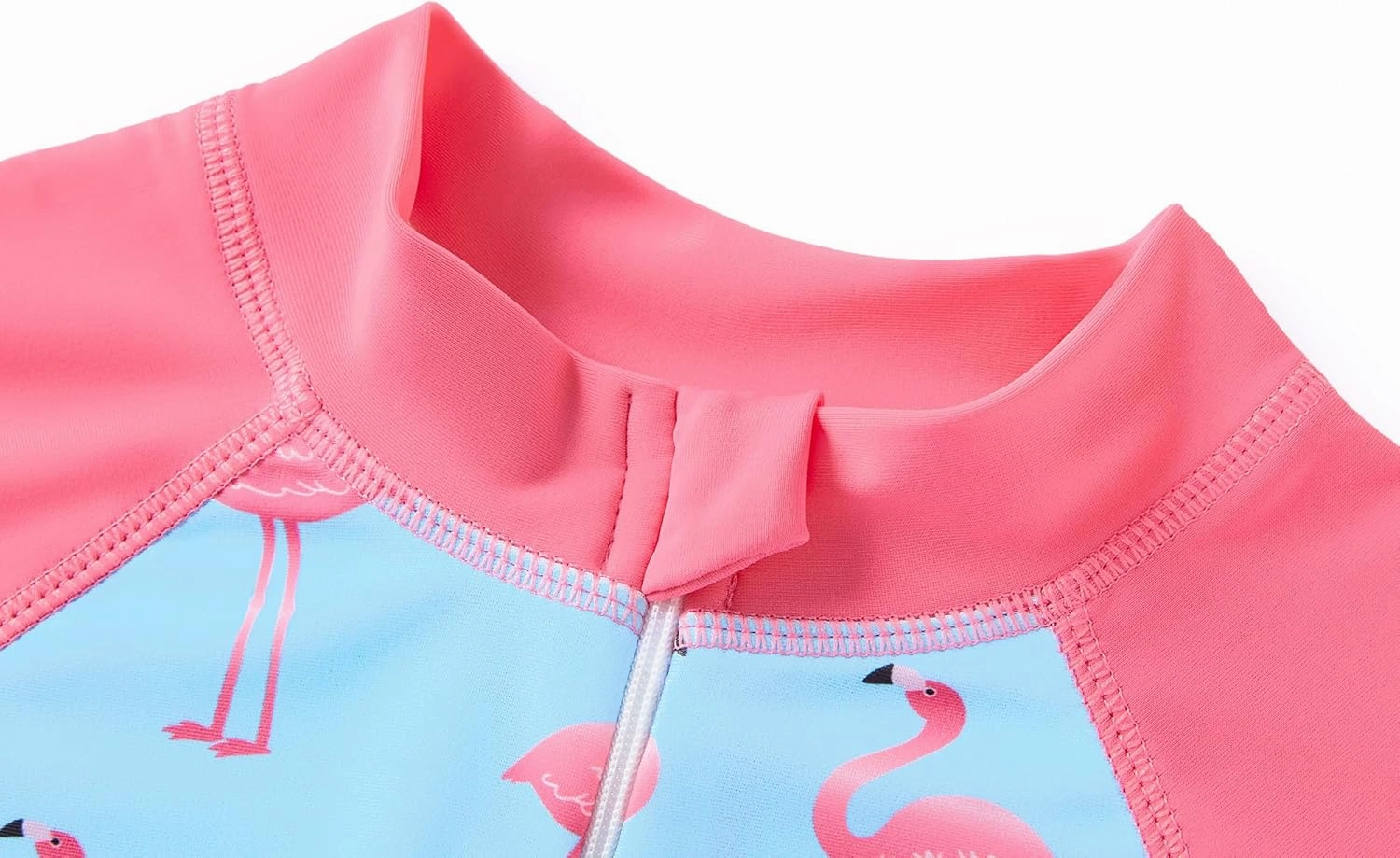 Girls Long Sleeve Rash Guard One Piece Swimsuit - Mermaid Checker Face Zipper Front Toddler Bathing Suit 2T-10