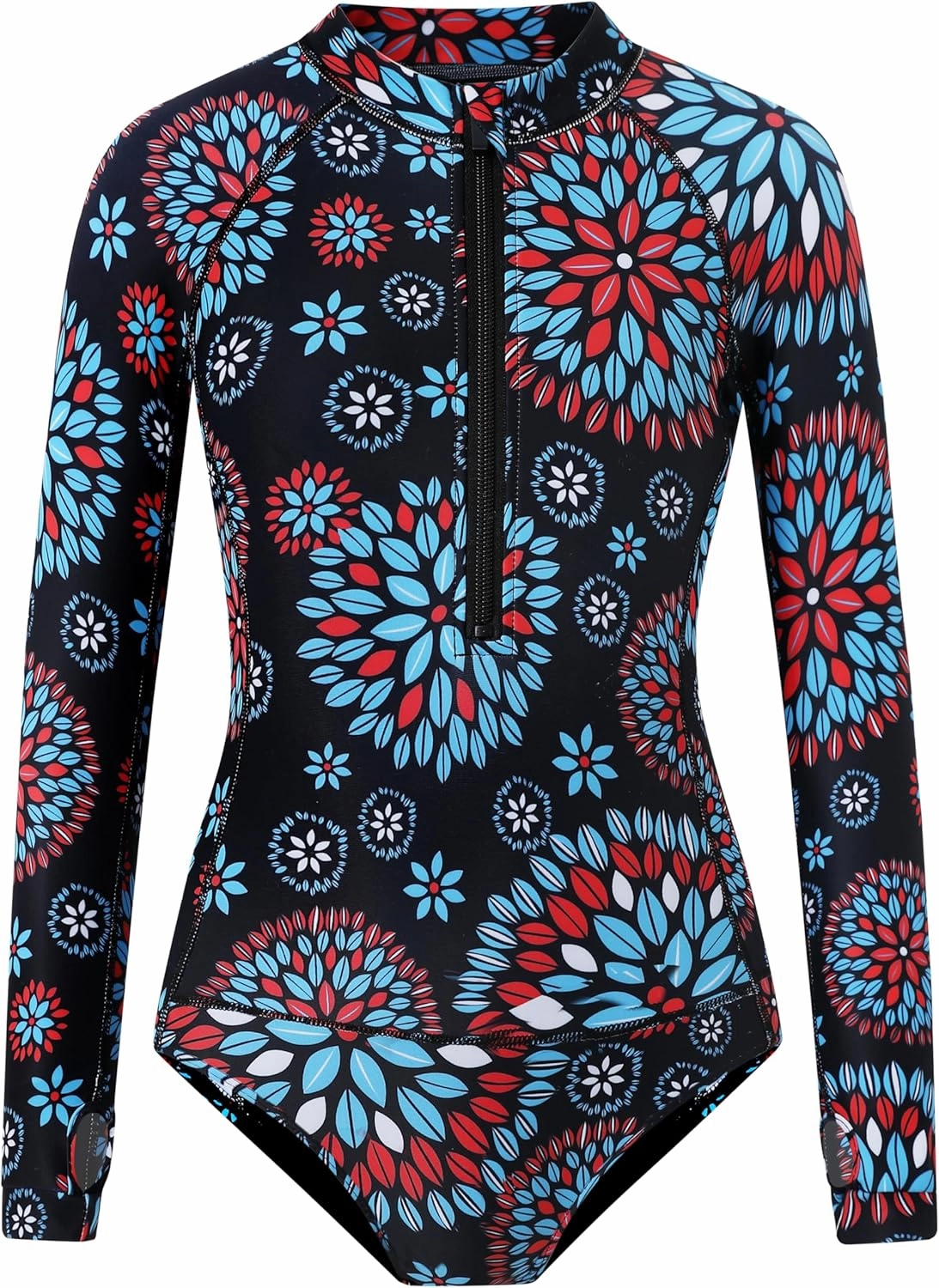 Girls Long Sleeve Rashguard Swimsuit UV Protection One-Piece Swimwear Bathing Suit