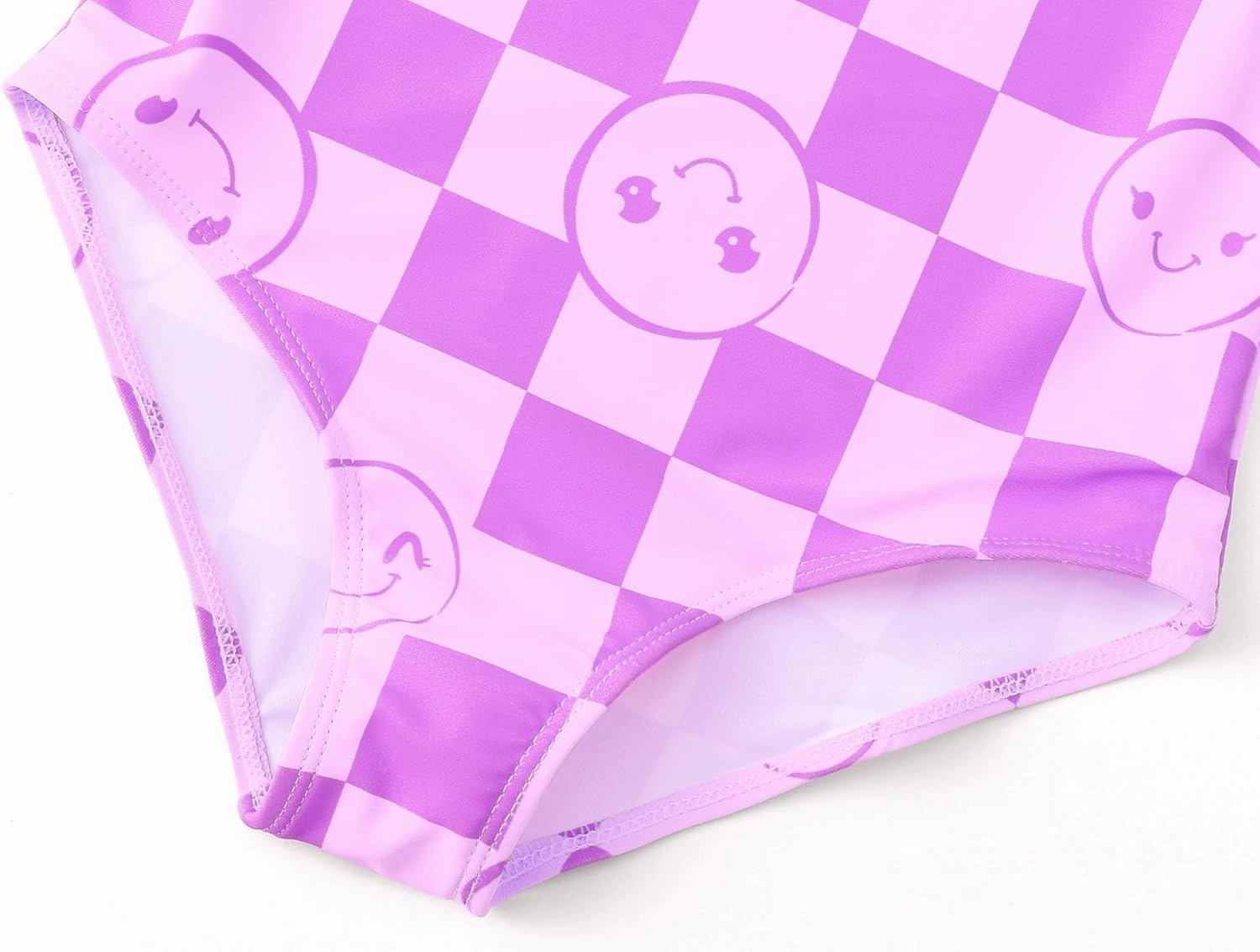 Girls One Piece Swimsuit - Adjustable Strap, Checked Face & Mermaid Print Toddler Ruffle Bathing Suit Size 2T-10