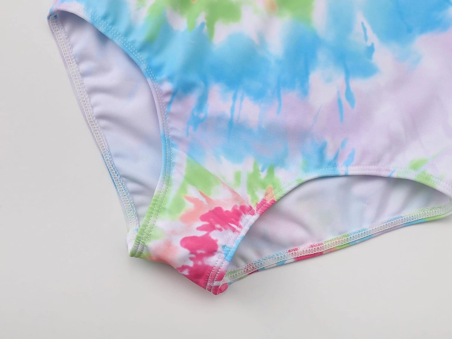 Girls One Piece Swimsuit - Adjustable Strap, Checked Face & Mermaid Print Toddler Ruffle Bathing Suit Size 2T-10