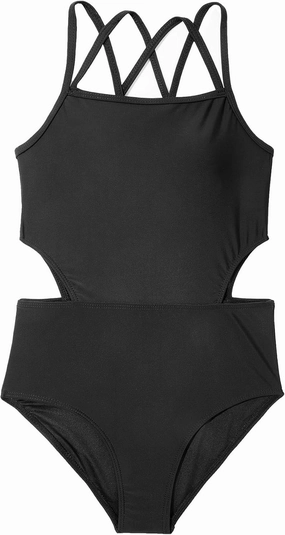 Girls One Piece Swimsuits Bathing Suit for Teens Cut Out Cute Girls' One-Piece Swimwear Criss Cross for Kids Summer Beach