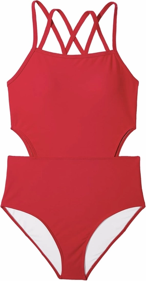 Girls One Piece Swimsuits Bathing Suit for Teens Cut Out Cute Girls' One-Piece Swimwear Criss Cross for Kids Summer Beach