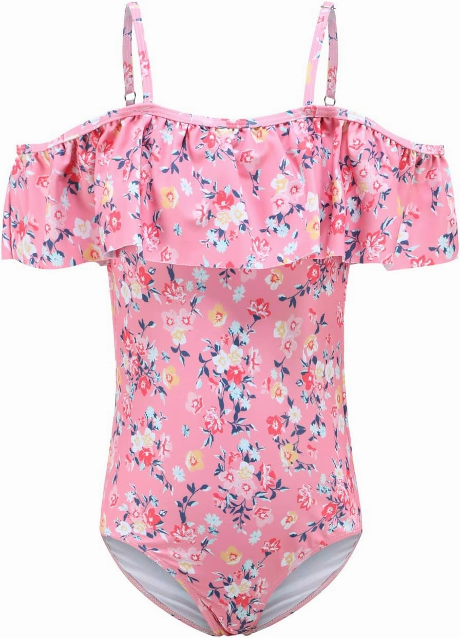 Girls One Piece Swimsuits One Shoulder Ruffle Swimwear Floral Bathing Suit