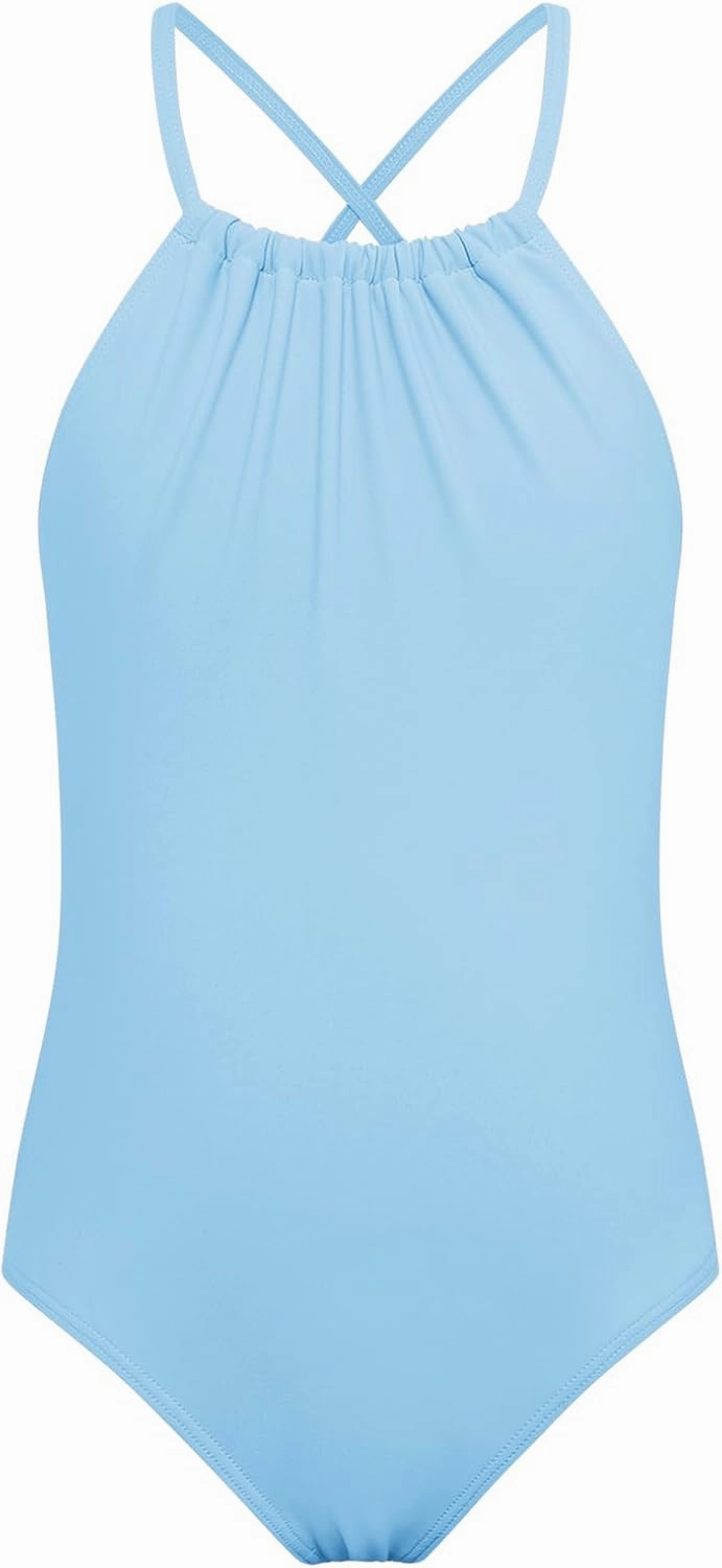 Girls One Piece Swimsuits with Mesh Skirt Tanikini Bathing Suit Swimwear 6-14Y