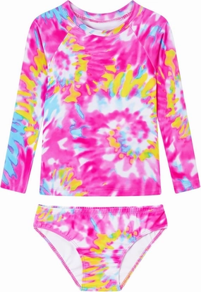 Girls Rash Guard Swimsuit Long Sleeve Tankini Sets Two Pieces Bathing Suit Swimwear UPF 50  Sun Protection