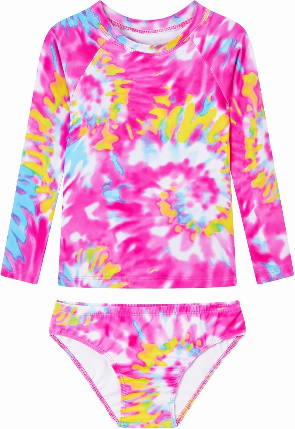 Girls Rash Guard Swimsuit Long Sleeve Tankini Sets Two Pieces Bathing Suit Swimwear UPF 50  Sun Protection
