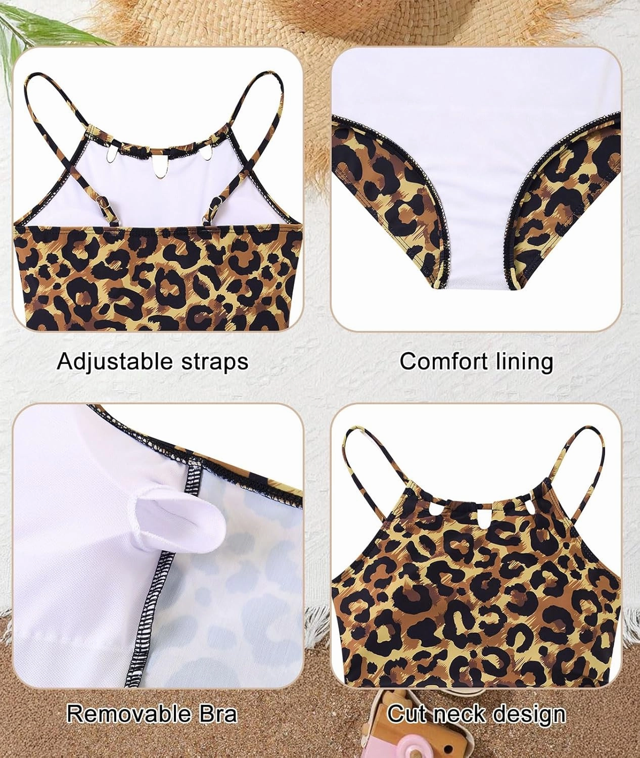 Girls Swimsiut One-Piece Bathing Suit with Mesh Cover Ups Adjustable Straps Cut Out Swimwear Size 7-16