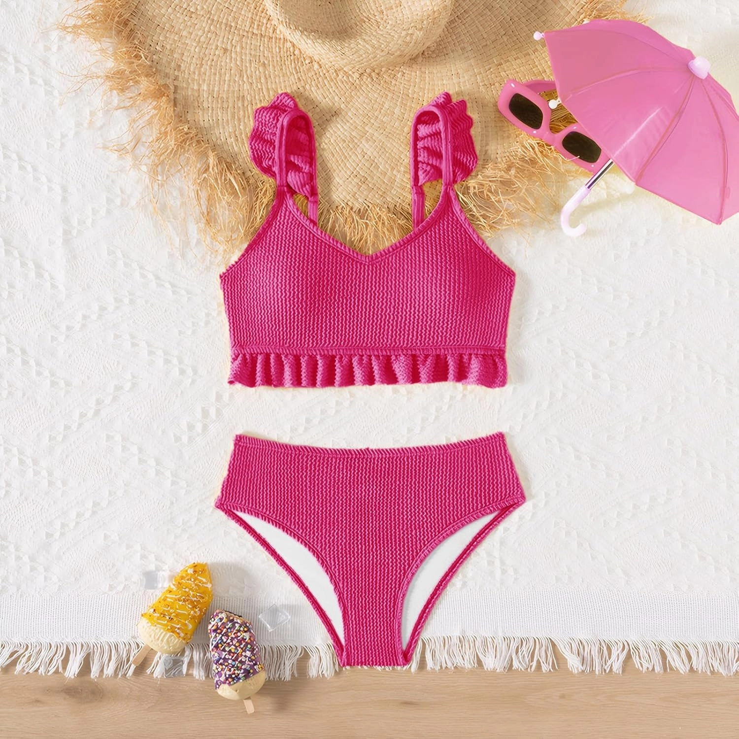 Girls Swimsuit, 2 Piece Bikini Bathing Swimwear 7-16Y