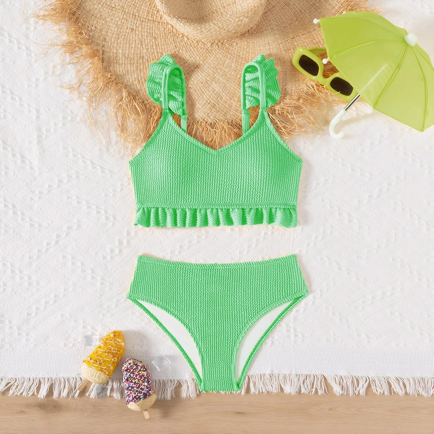 Girls Swimsuit, 2 Piece Bikini Bathing Swimwear 7-16Y