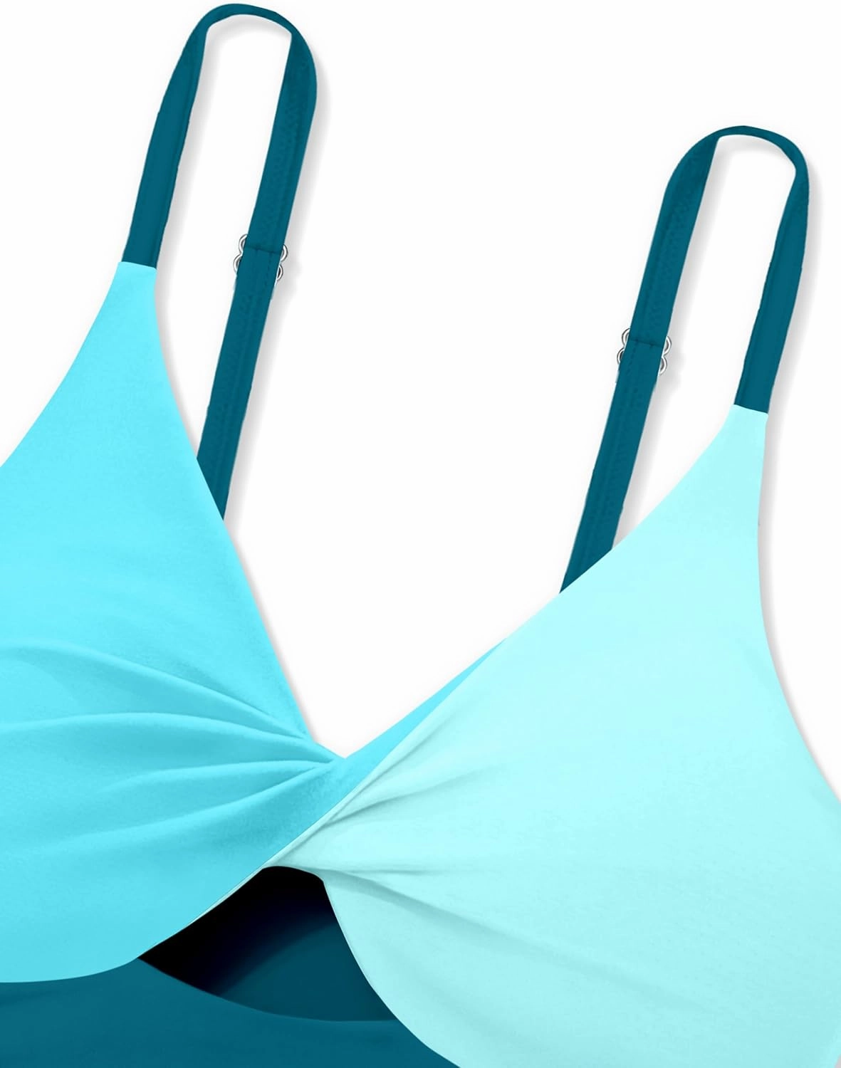 Girls Swimsuit Color Block Girls Bathing Suit Twist Tankini Set Two Piece Girl Swimwear Bikini Set for 9-16 Years