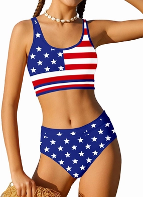 Girls Swimsuit Double Strap High Waist Sporty Bikini Swimsuits Swim Cover Up Skirt 3 Piece Set