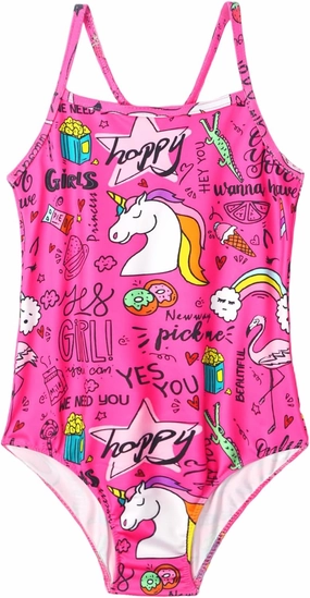 Girls Swimsuit One Piece Bathing Suit Kids' Swimwear Quick Dry Summer Beach