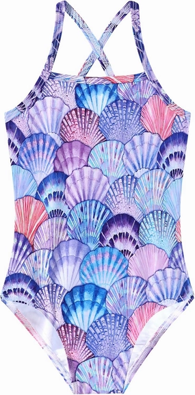 Girls Swimsuit One Piece Bathing Suit Quick Dry Beach Swimwear Cute Cross Shoulder Strap Swimming Suits 2-10 Years