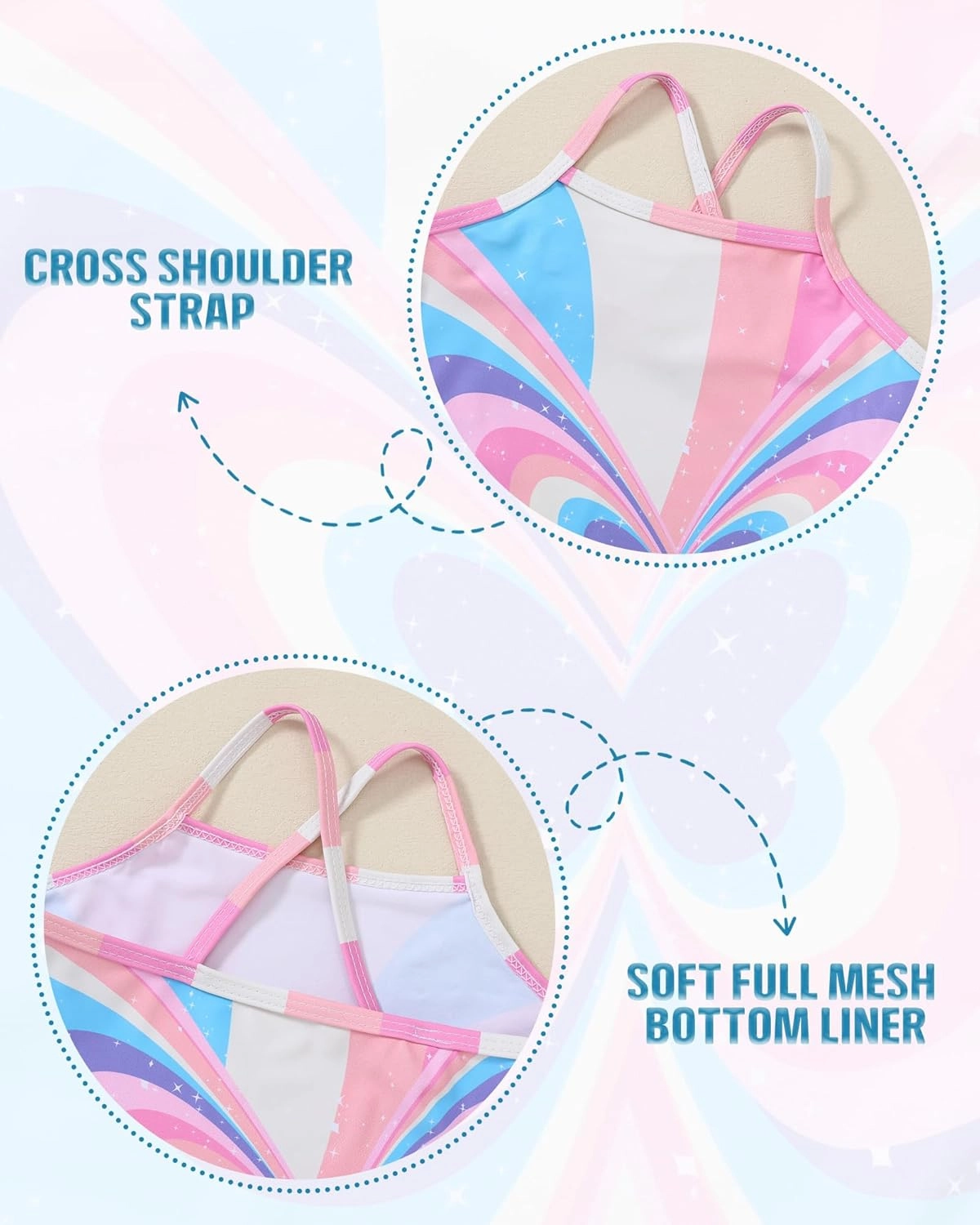 Girls Swimsuit One Piece Bathing Suit Quick Dry Beach Swimwear Cute Cross Shoulder Strap Swimming Suits 2-10 Years