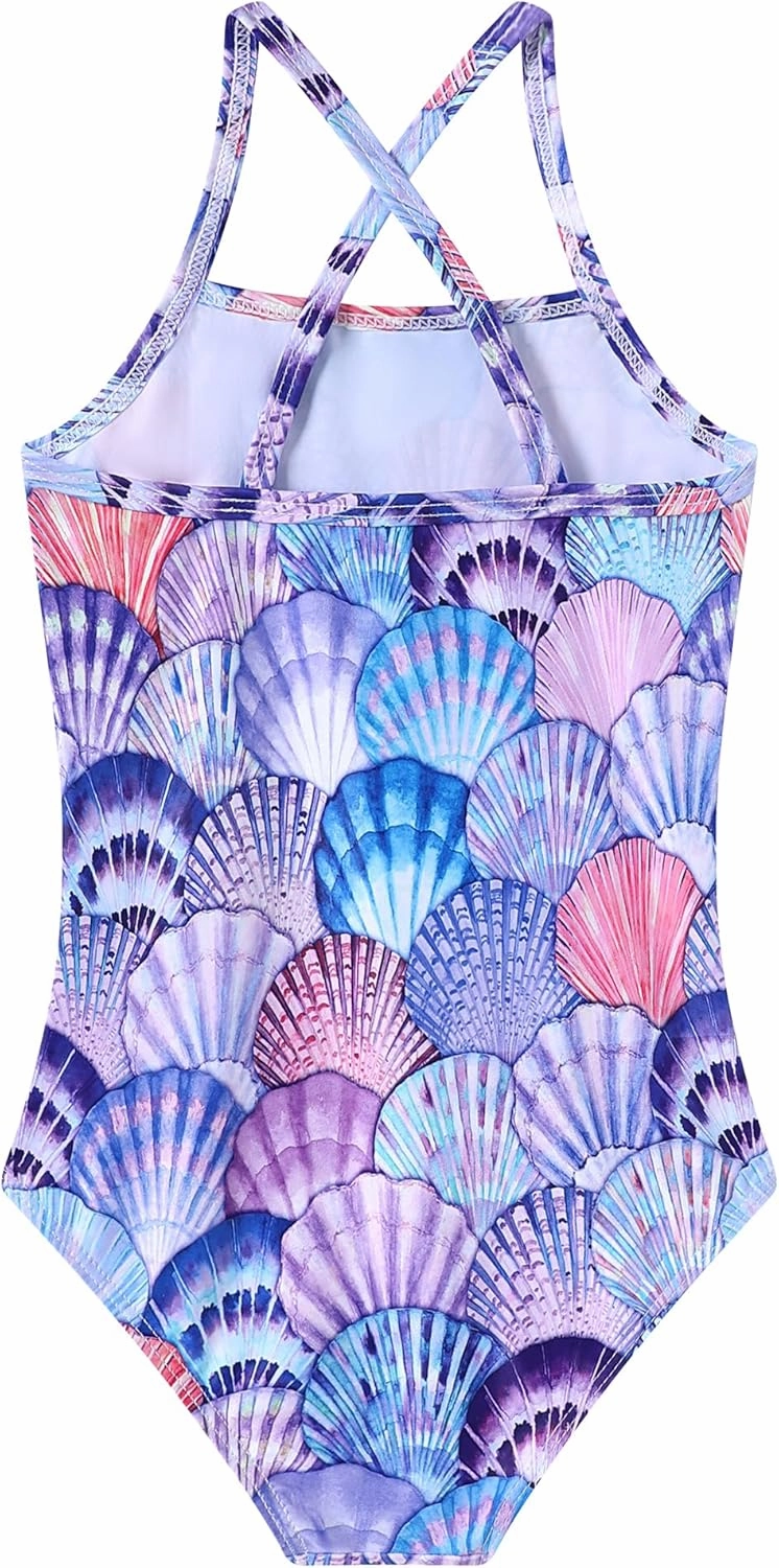 Girls Swimsuit One Piece Bathing Suit Quick Dry Beach Swimwear Cute Cross Shoulder Strap Swimming Suits 2-10 Years