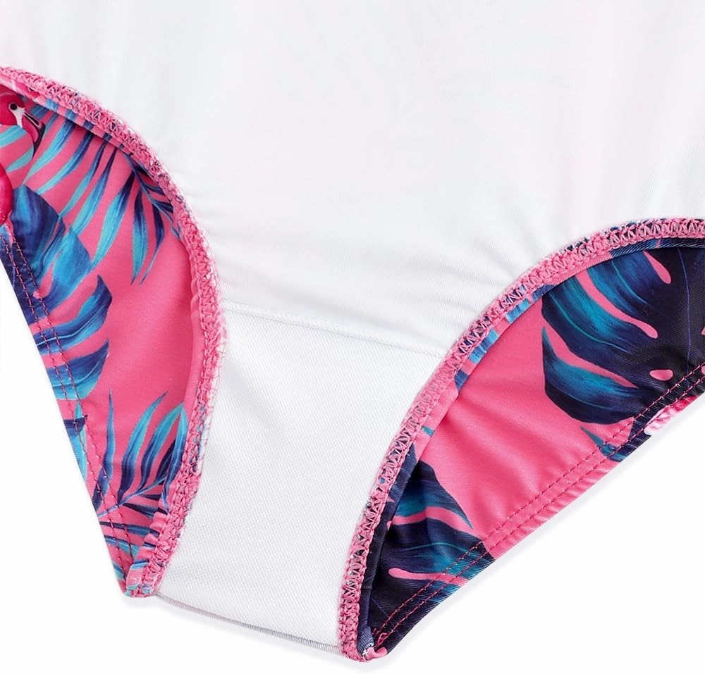 Girls Swimsuit One Piece Bathing Suit with Adjustable Straps Cute Little Kids Swimming Suits Beach Swimwear 4T-12