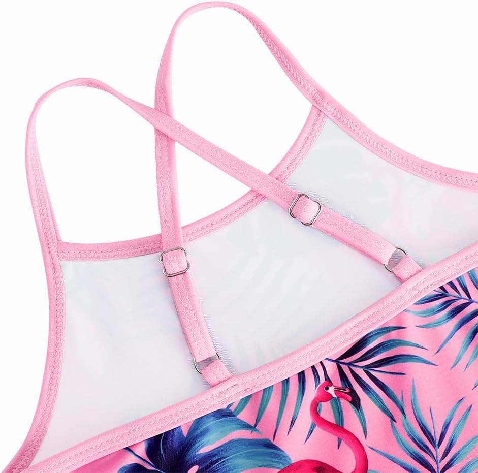 Girls Swimsuit One Piece Bathing Suit with Adjustable Straps Cute Little Kids Swimming Suits Beach Swimwear 4T-12