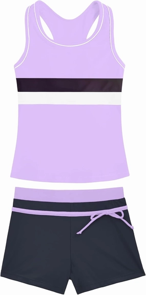 Girls Swimsuits 2 Piece Summer Boyshort Bathing Suit Rash Guard Swimwear for Kids Child Beach with Sun Protection