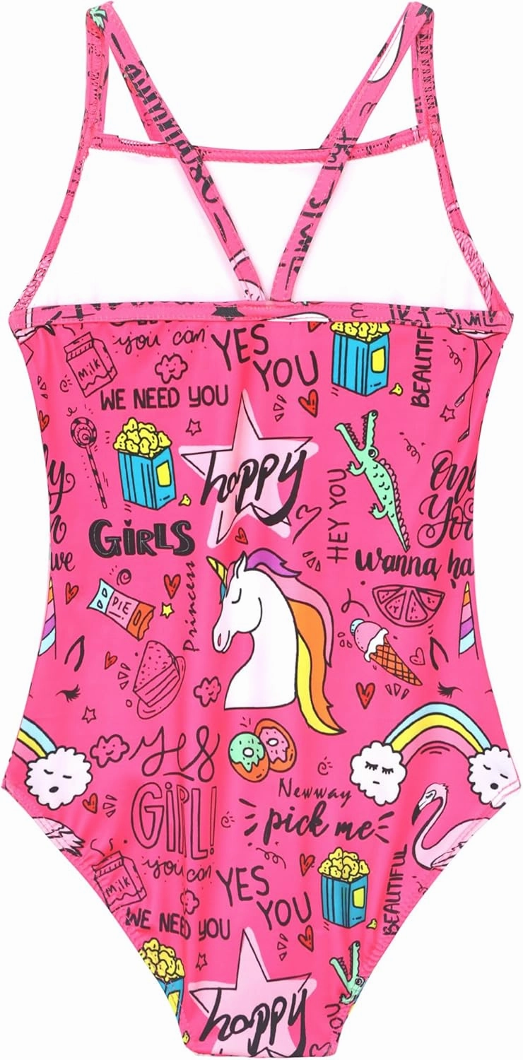 Girls Swimsuits One-Piece Bathing Suits Multicolor Kids Sport Summer Beach Swimwear for 2-10 Years Old