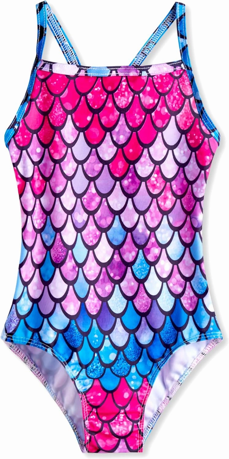 Girls Swimsuits One-Piece Bathing Suits Multicolor Kids Sport Summer Beach Swimwear for 2-10 Years Old