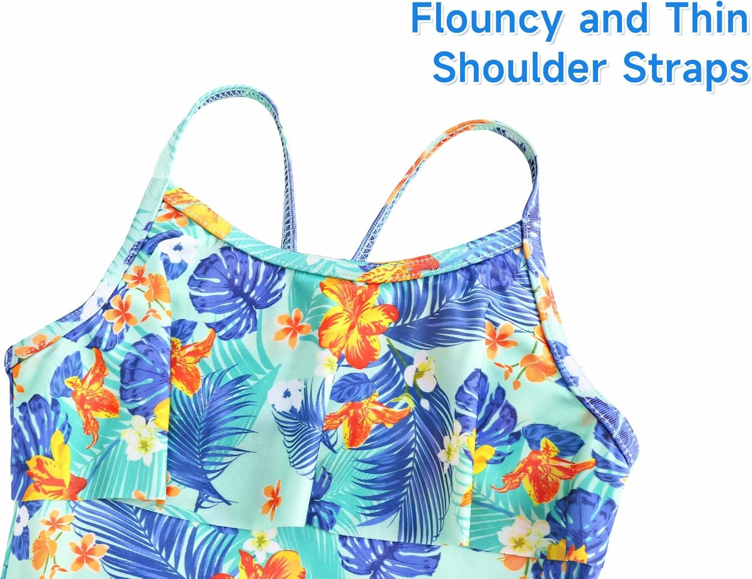 Girls Tankini Swimsuit 2-Piece Ruffle Bathing Suits UPF50  Kids Beach Sport Swimwear Sets
