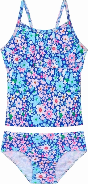 Girls Tankini Swimsuit 2-Piece Ruffle Bathing Suits UPF50  Kids Beach Sport Swimwear Sets