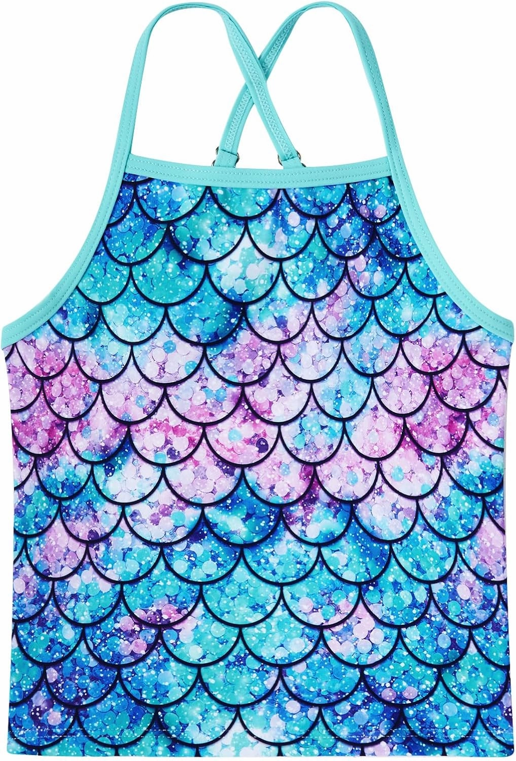 Girls Tankini Swimsuit Two Piece Bathing Suit with Adjustable Strap 3-13 Years