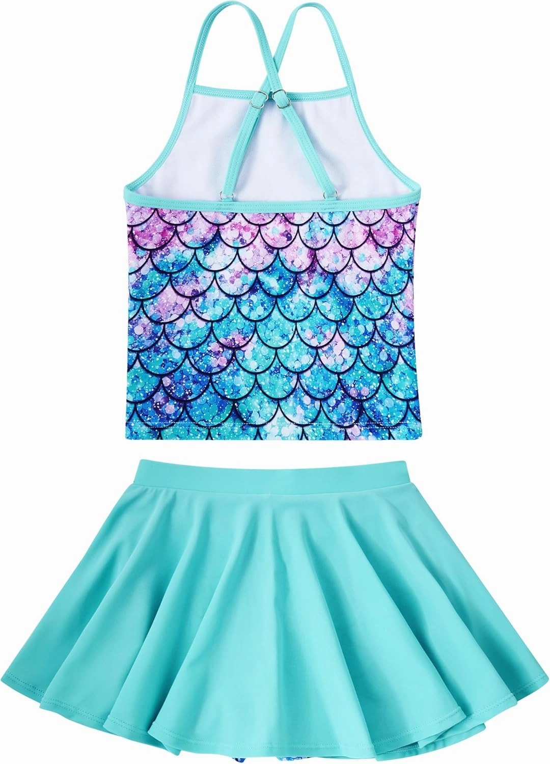 Girls Tankini Swimsuit Two Piece Bathing Suit with Adjustable Strap 3-13 Years